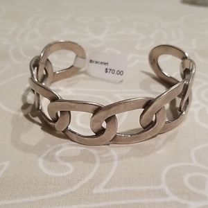 Silver oval cuff bracelet